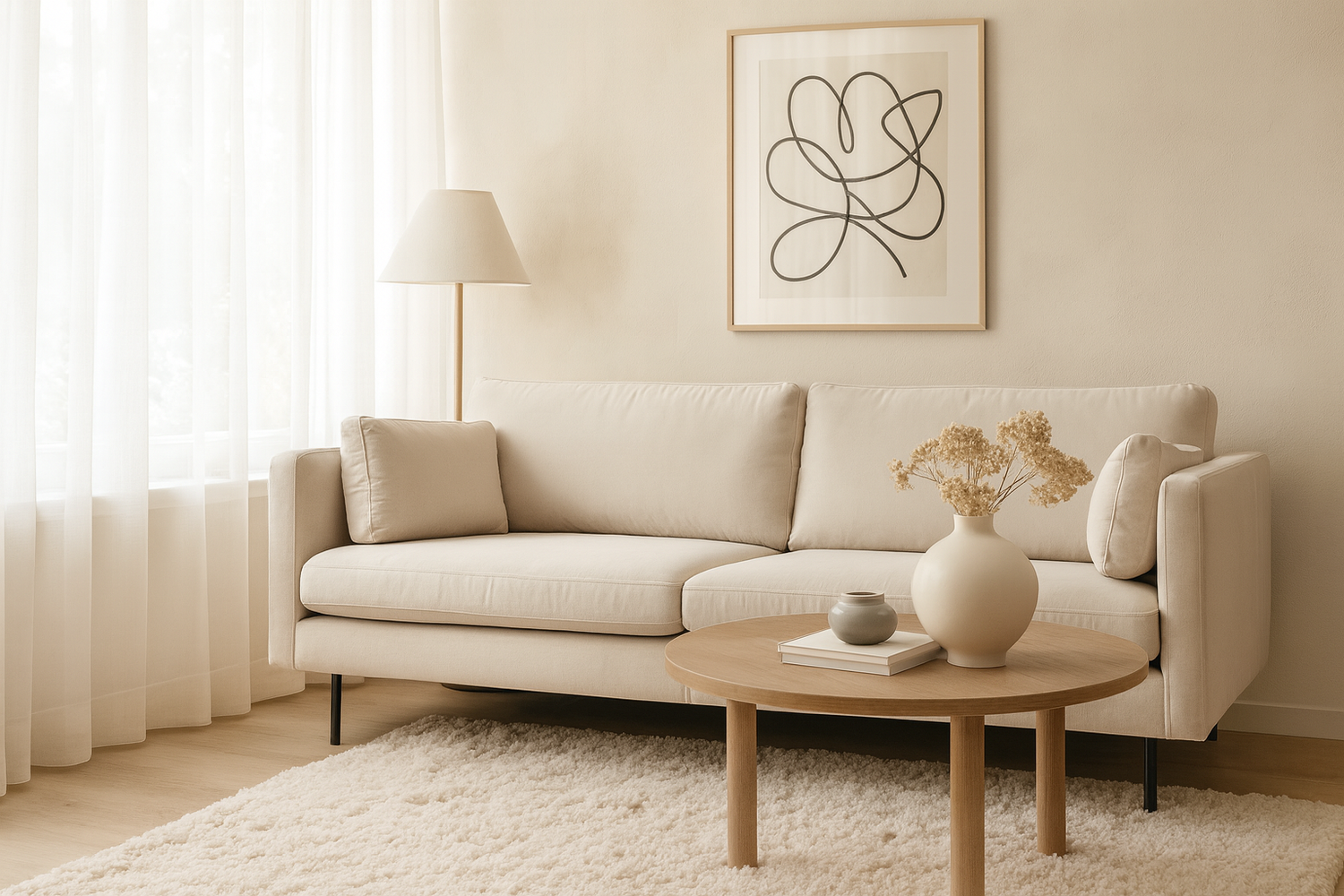 Copenhagen nordic 3-istuttava beige sametti