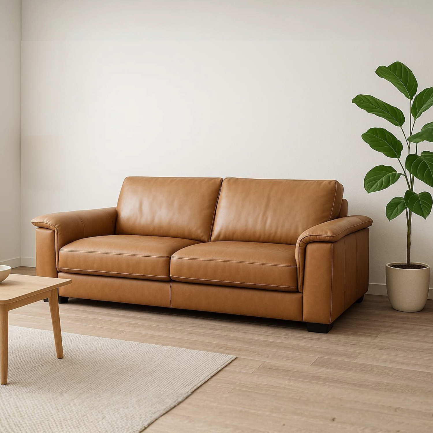 Saaga 3-istuttava nahkasohva ruskea