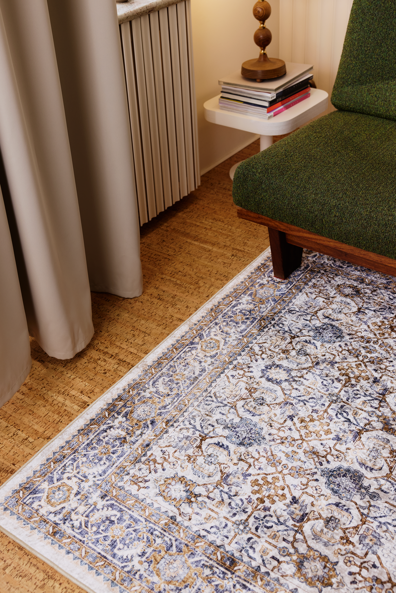 Vallila Jalokivi matto beige-sininen