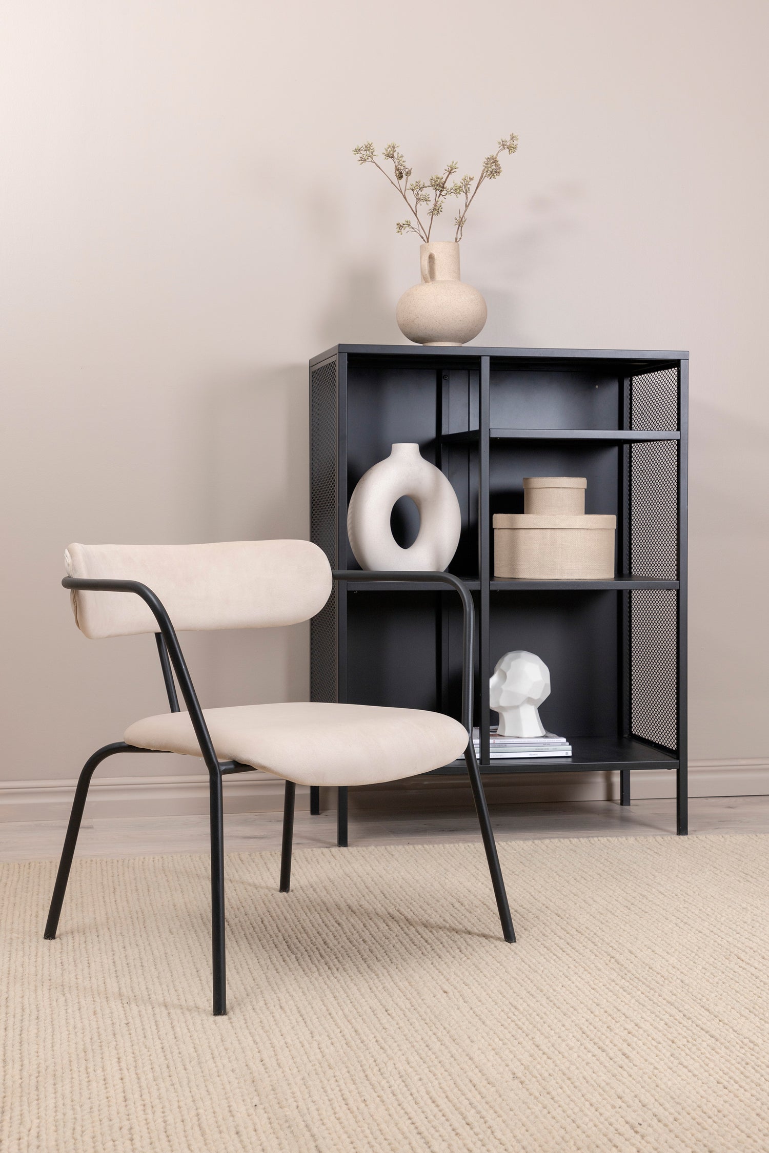 Duffy, lounge-nojatuoli beige sametti