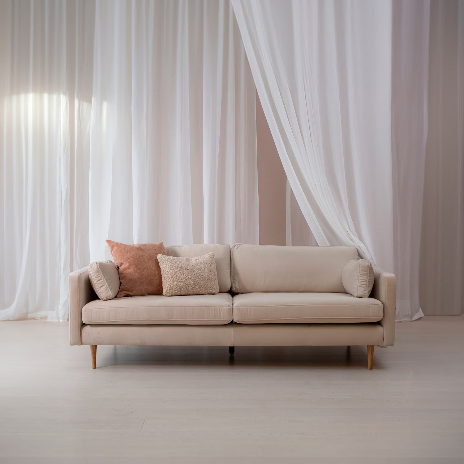 Copenhagen nordic, 3-istuttava beige sametti