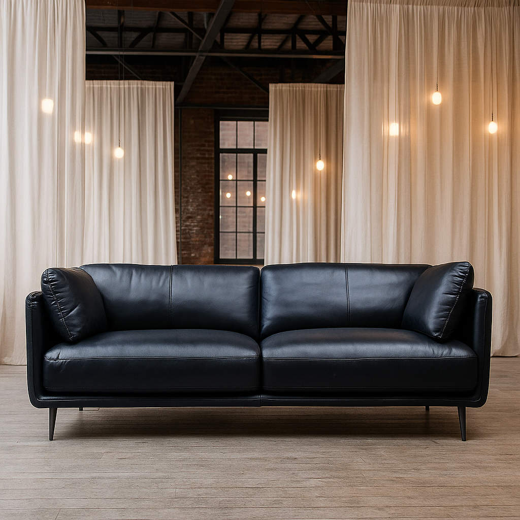 Havu 3 istuttava nahkasohva musta