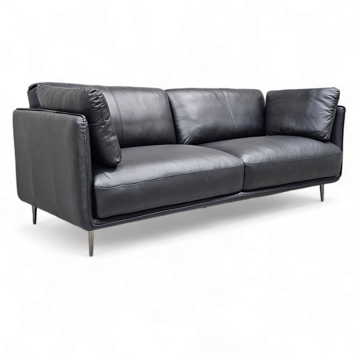 Havu 3 istuttava nahkasohva musta