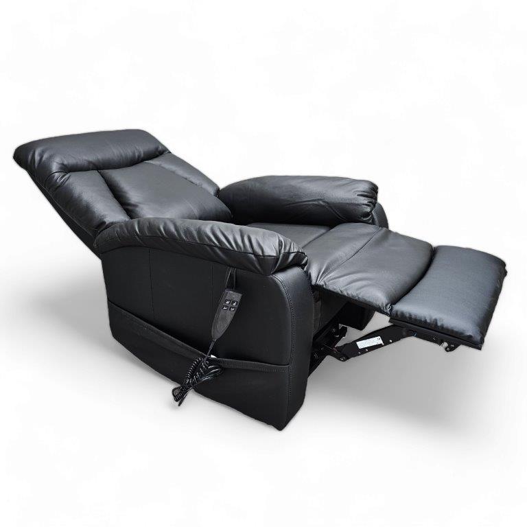 Sammy, recliner nostoavustimella musta nahka